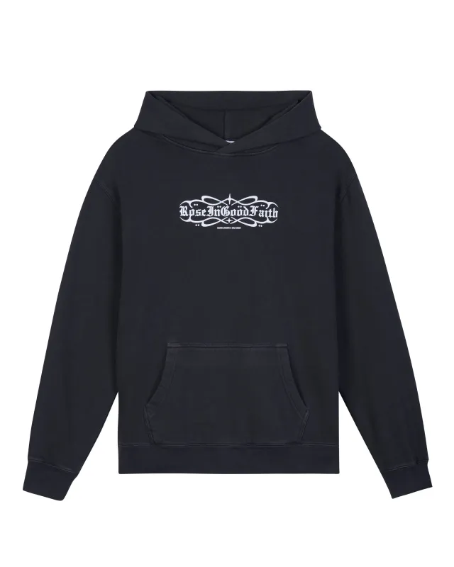 Faded Black Astrology Front Logo Hoodie sold by ROSE IN GOOD FAITH