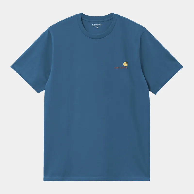 Carhartt WIP Mens Short Sleeved American Script T-Shirt - Sodalite sold by The Foot Factory