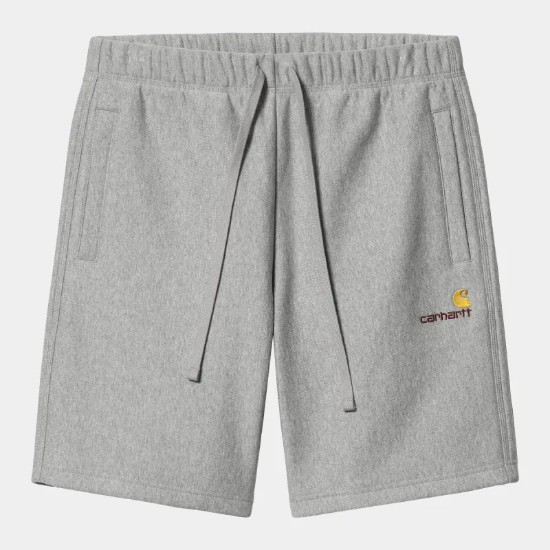 Carhartt WIP Mens American Script Sweat Short - Grey Heather sold by The Foot Factory