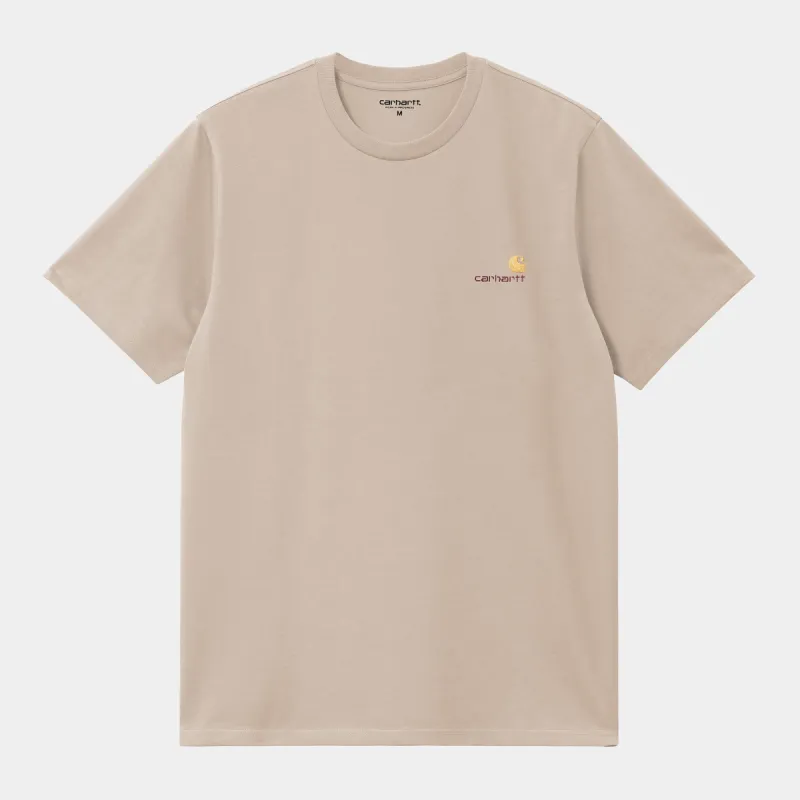 Carhartt WIP Mens Short Sleeved American Script T-Shirt - Fleur De Sel sold by The Foot Factory