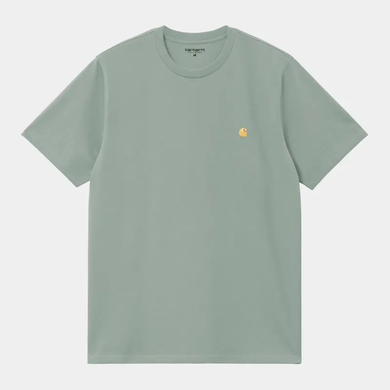 Carhartt WIP Mens Chase Short Sleeve T-Shirt - Frosted Green sold by The Foot Factory