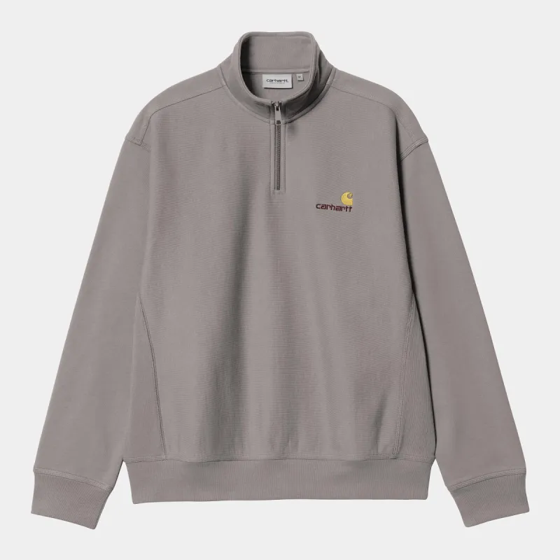 Carhartt WIP Mens Half Zip American Script Sweat Top - Yosemite sold by The Foot Factory