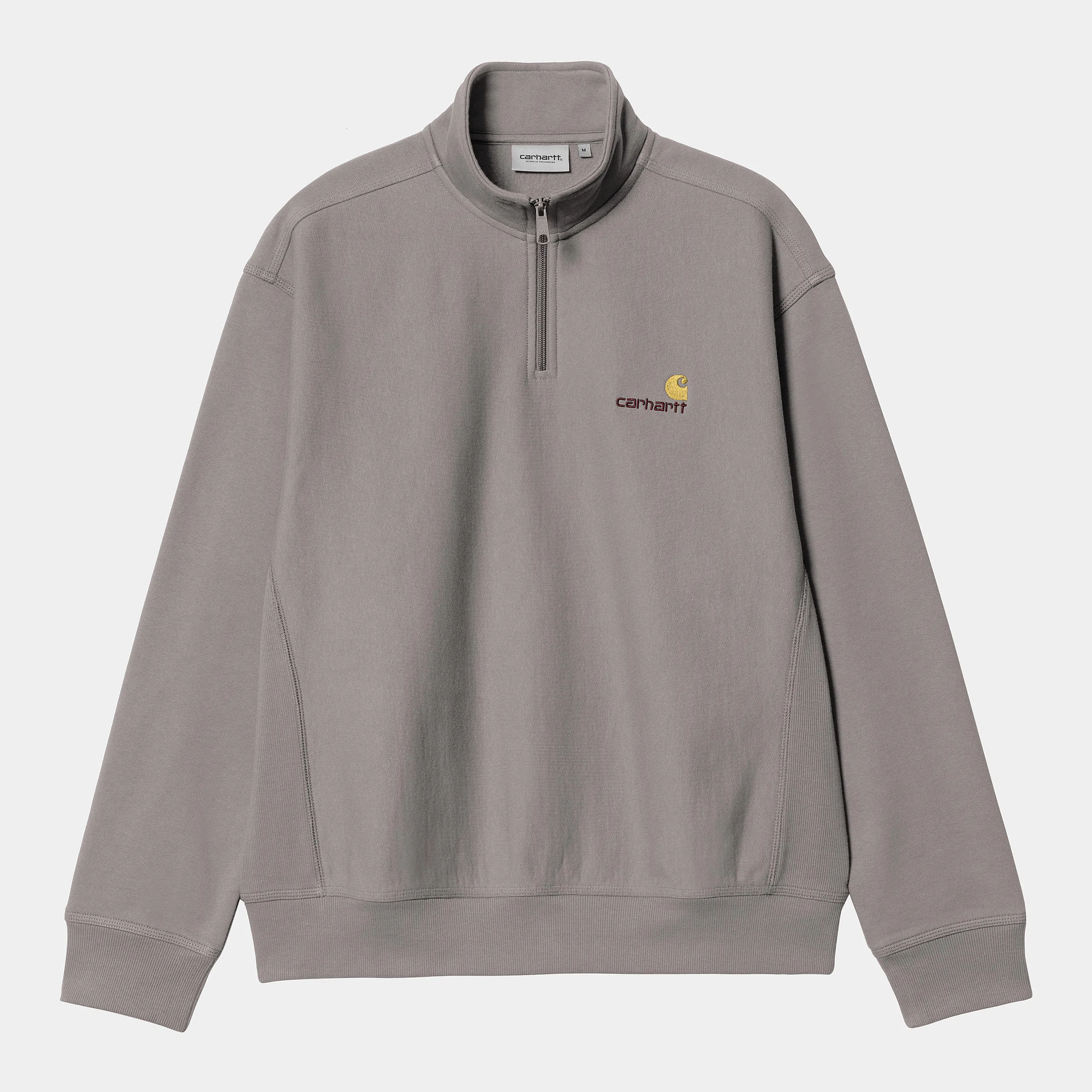 Carhartt WIP Mens Half Zip American Script Sweat Top - Yosemite sold by The Foot Factory