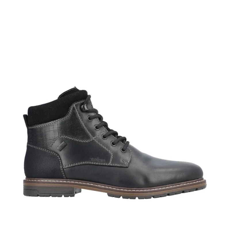 Rieker Mens Lambswool Lined Leather Boots - Black sold by The Foot Factory