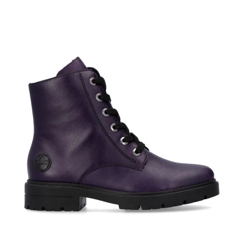 Rieker Womens Fashion Fleece Lined Leather Boots - Purple made by Rieker
