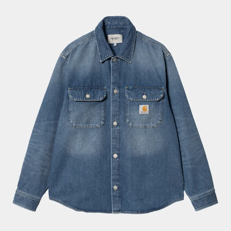 Carhartt WIP Mens Harvey Shirt Jacket - Blue Dark Used Wash made by Carhartt WIP