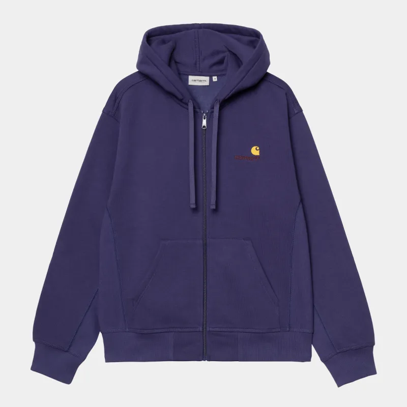 Carhartt WIP Mens American Script Zip Front Jacket Hoodie - Aura sold by The Foot Factory