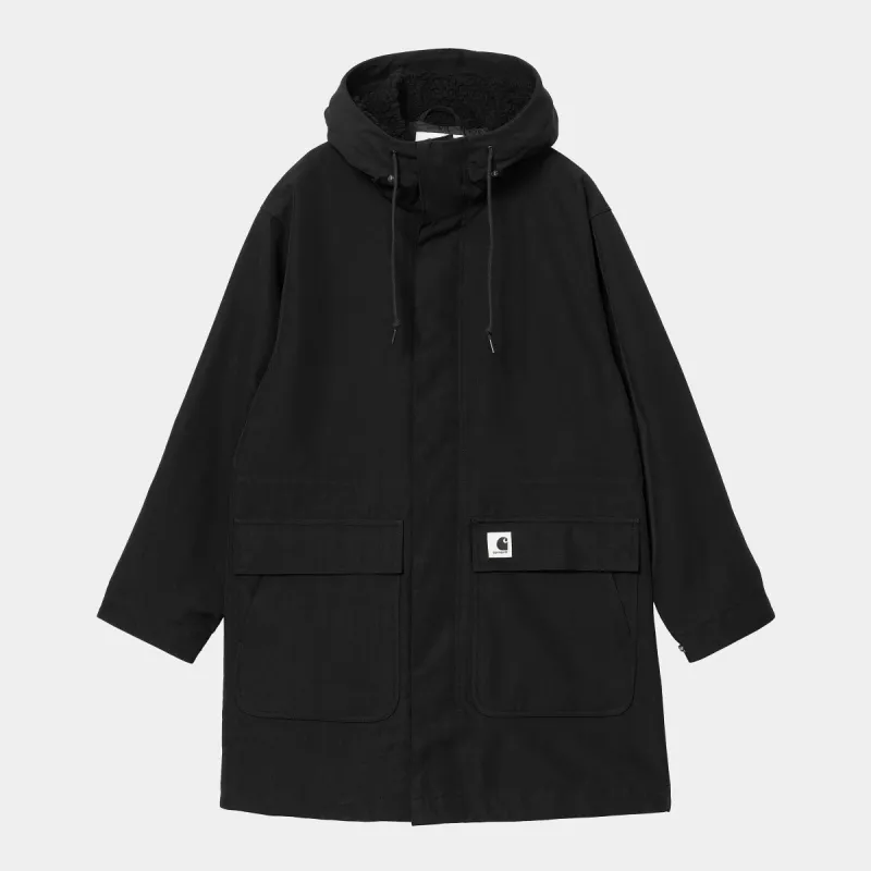Carhartt WIP Womens Clarton Parka Jacket - Black sold by The Foot Factory