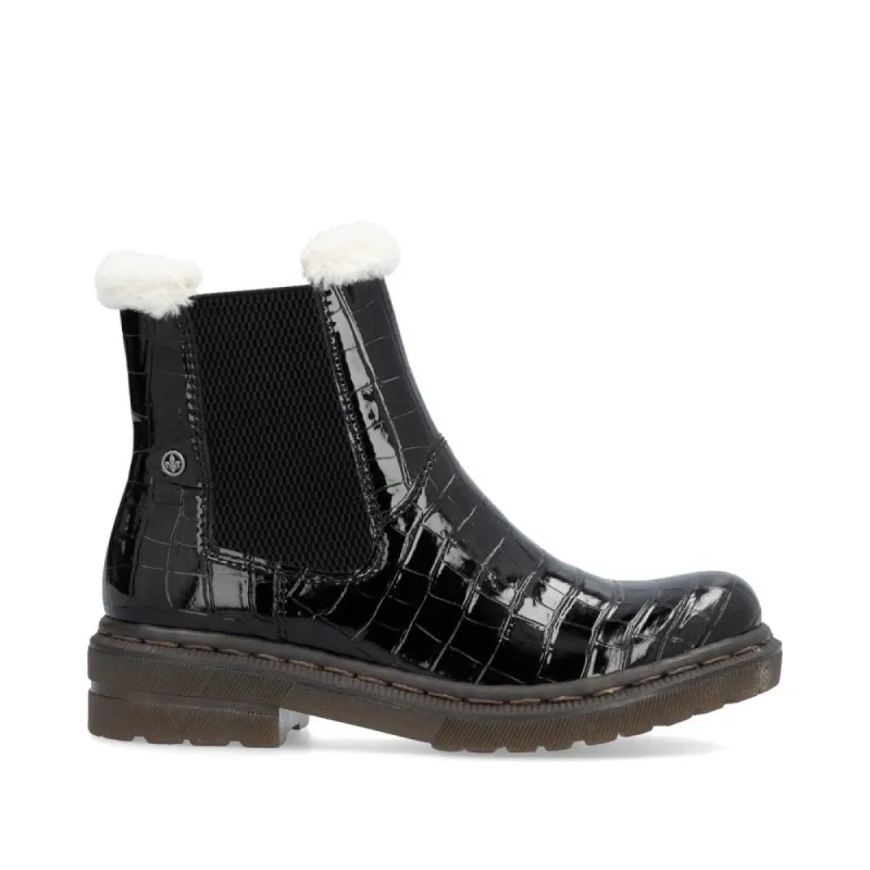 Rieker Womens Fashion Fleece Lined Ankle Boot - Black sold by The Foot Factory