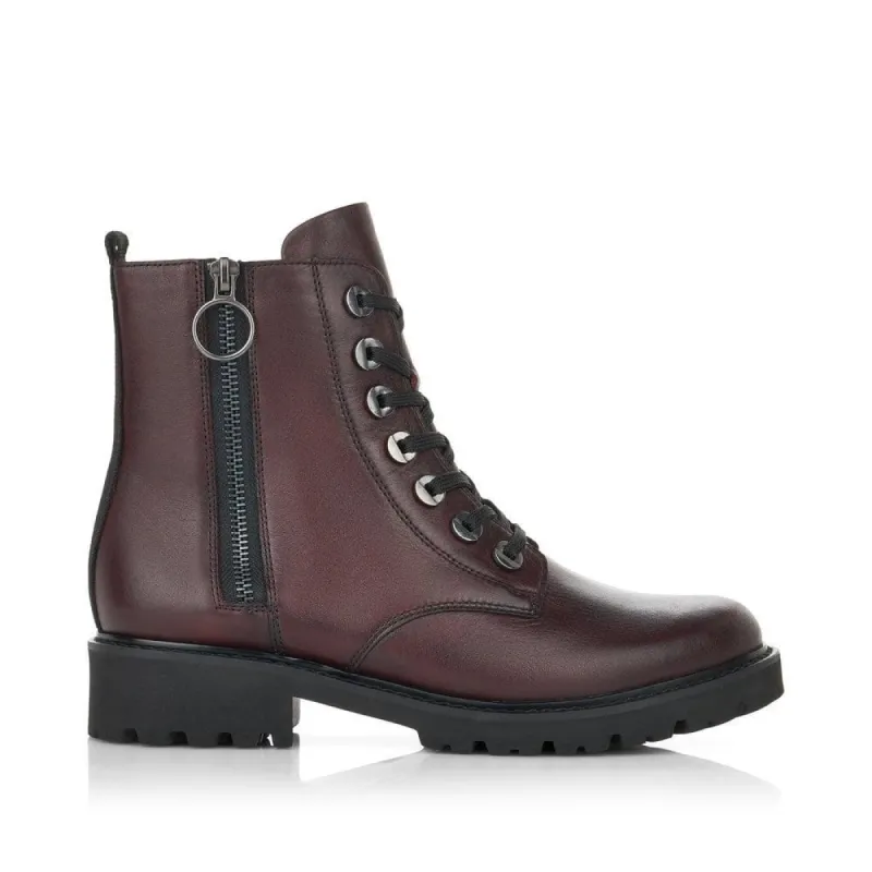 Remonte Womens Fleece Lined Leather Ankle Boot - Red sold by The Foot Factory