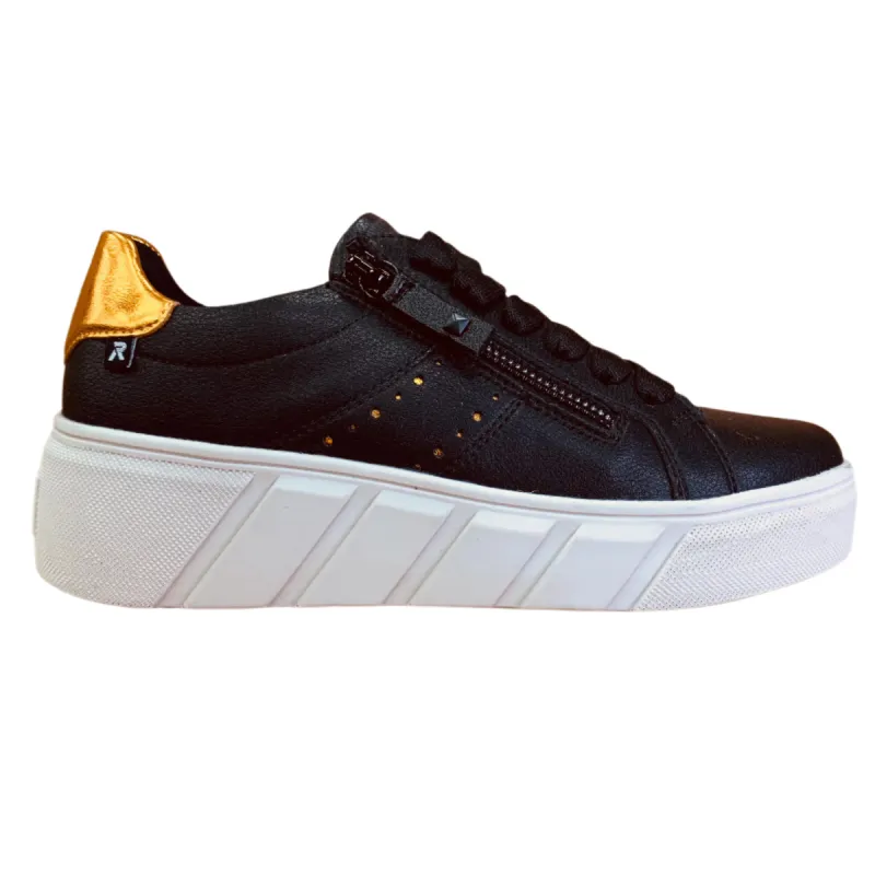 Rieker Womens Evolution Leather Trainers - Black sold by The Foot Factory