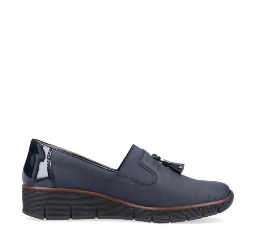 Rieker Womens Wedge Loafer -  Navy sold by The Foot Factory