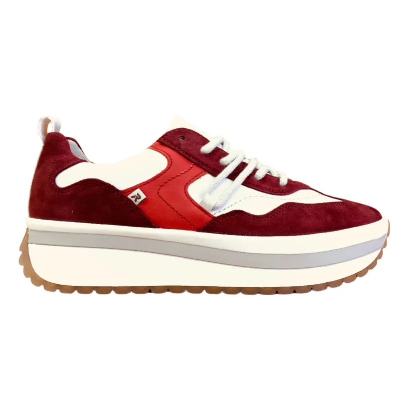 Rieker Womens Evolution Leather Trainers - Red sold by The Foot Factory