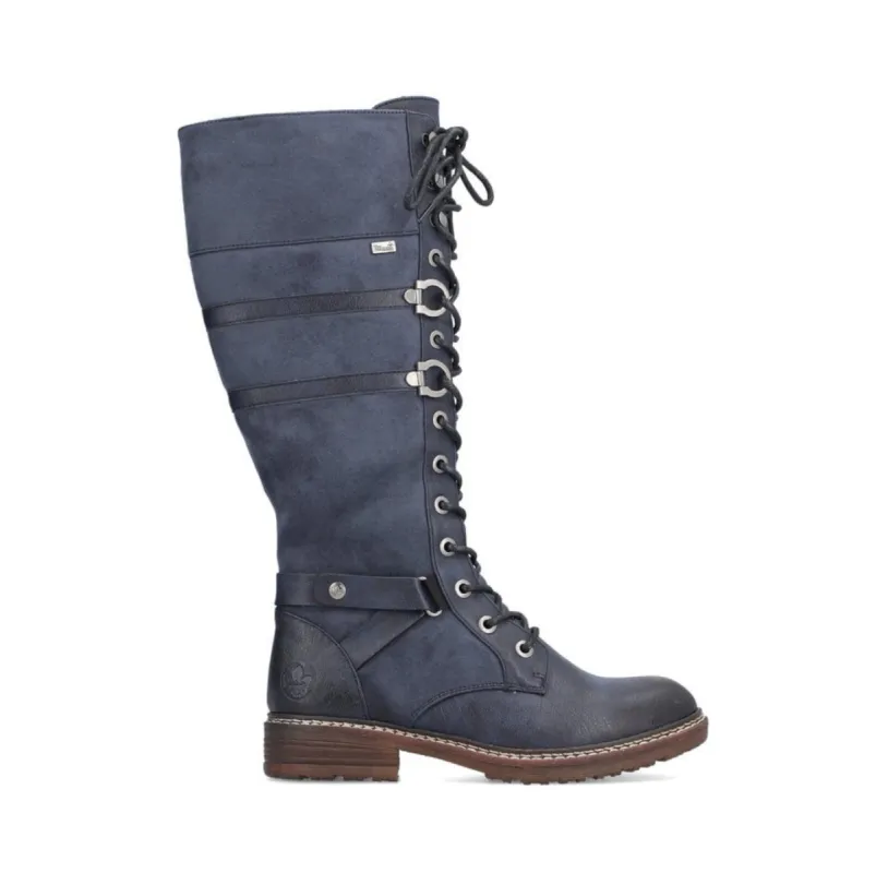 Rieker Womens Fleece Lined Tall Boot - Blue made by Rieker
