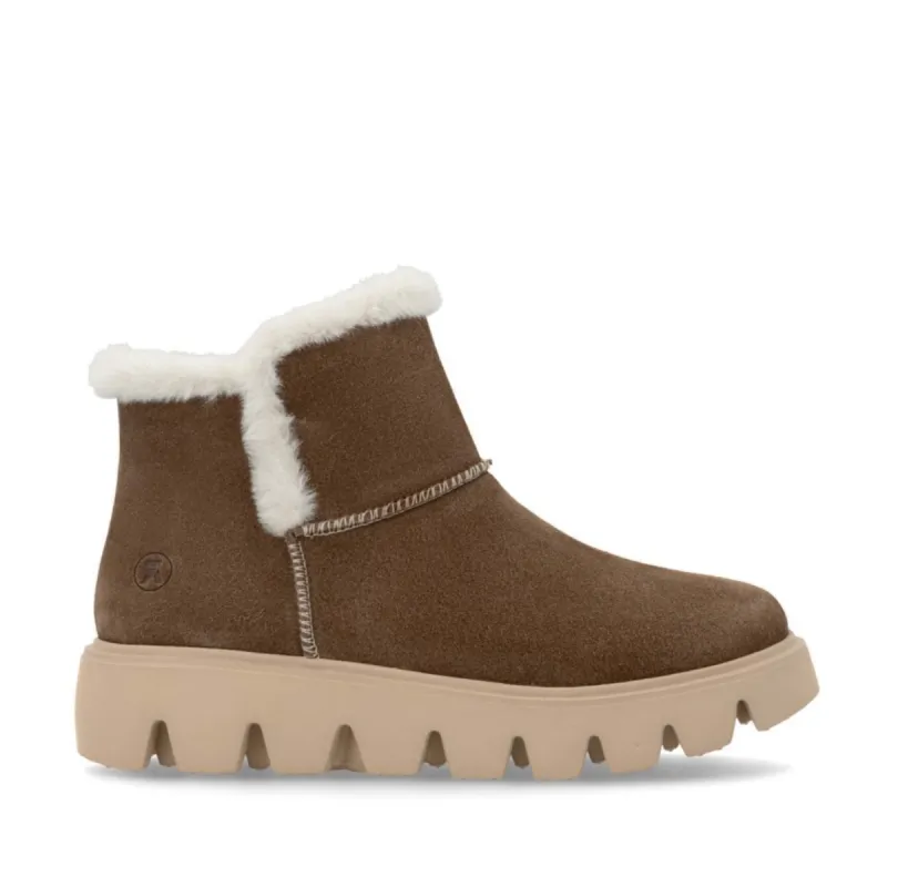 Rieker Womens Lamb Skin Lined Ankle Boot - Brown sold by The Foot Factory