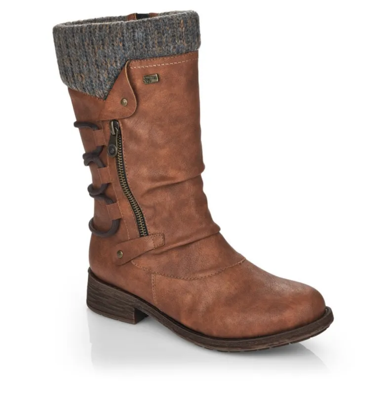 Remonte Womens Fleece Lined Mid Calf Boot - Brown made by Remonte