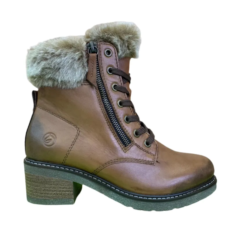 Remonte Womens Lambswool Lined Leather Ankle Boot - Brown sold by The Foot Factory