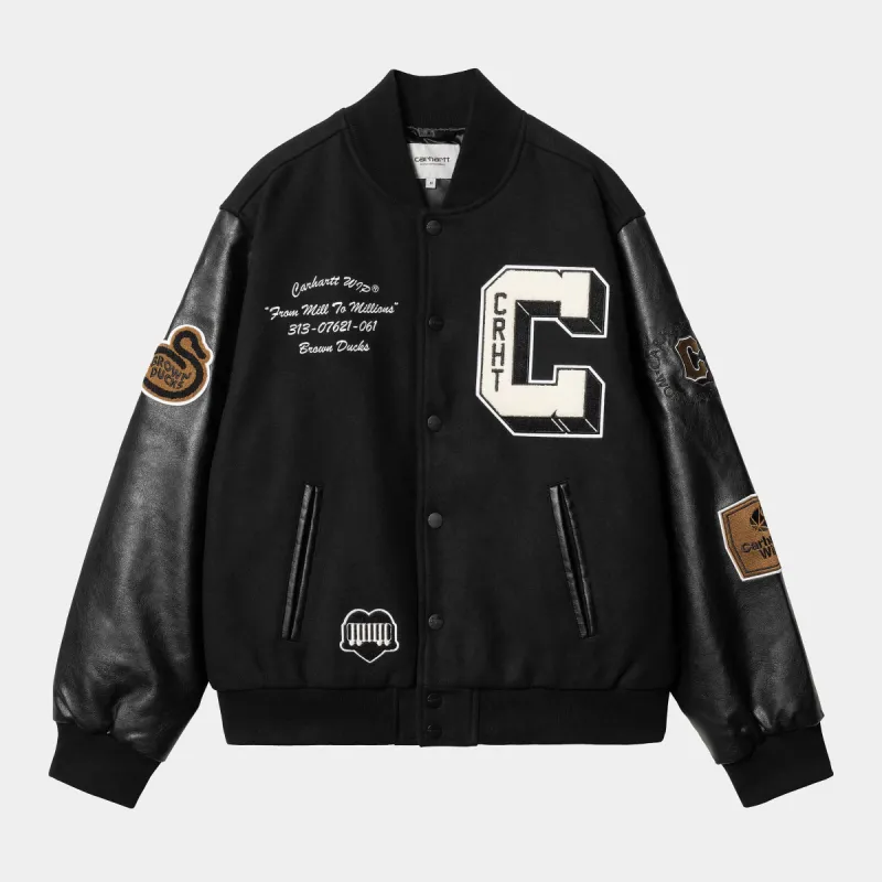 Carhartt WIP Mens Brown Ducks Bomber Jacket - Black sold by The Foot Factory