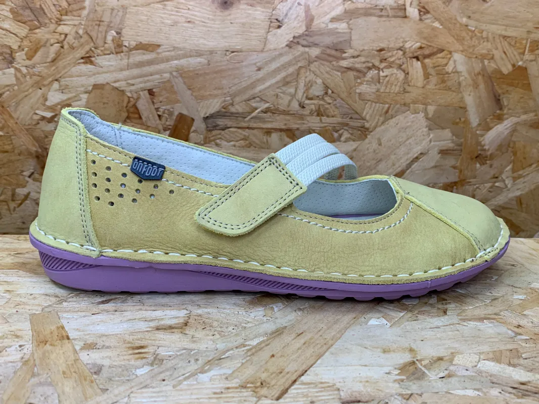 On Foot Womens Leather Flats - Yellow sold by The Foot Factory