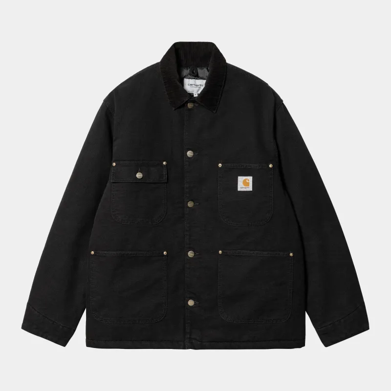 Carhartt WIP Mens OG Chore Aged Canvas Jacket - Black / Black sold by The Foot Factory