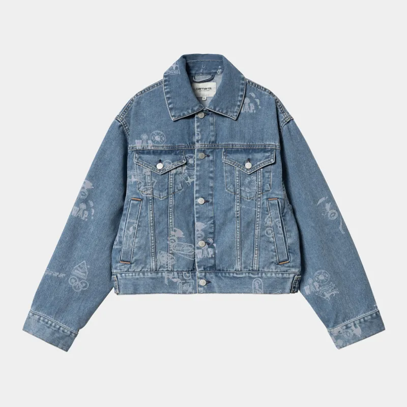 Carhartt WIP Womens Stamp Jacket - Blue Bleached sold by The Foot Factory