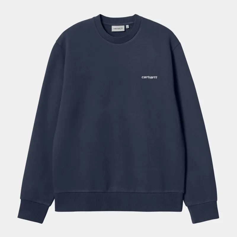 Carhartt WIP Mens Script Embroidery Sweat Top - Air Force Blue sold by The Foot Factory