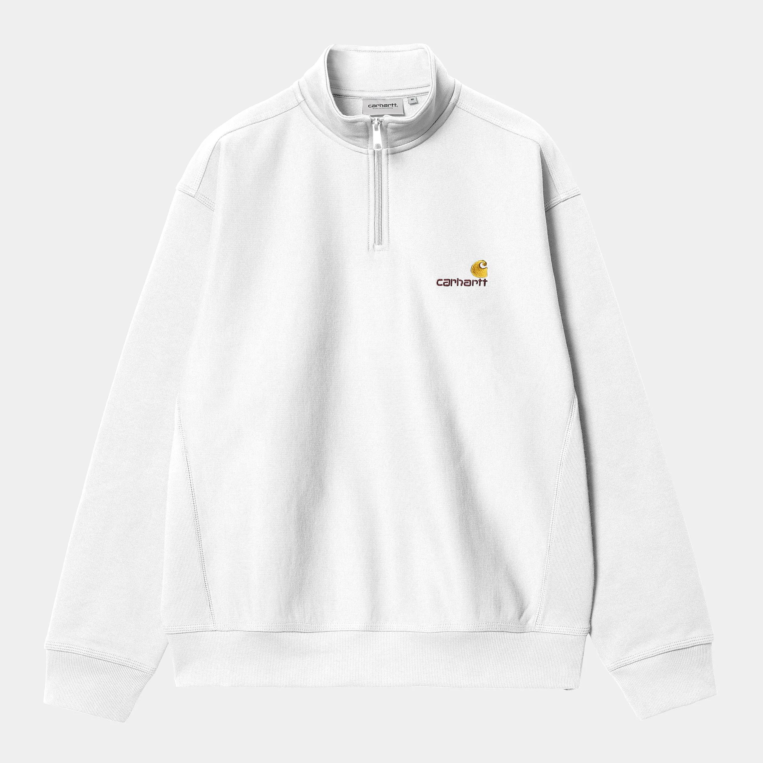 Carhartt WIP Mens Half Zip American Script Sweat Top - White sold by The Foot Factory