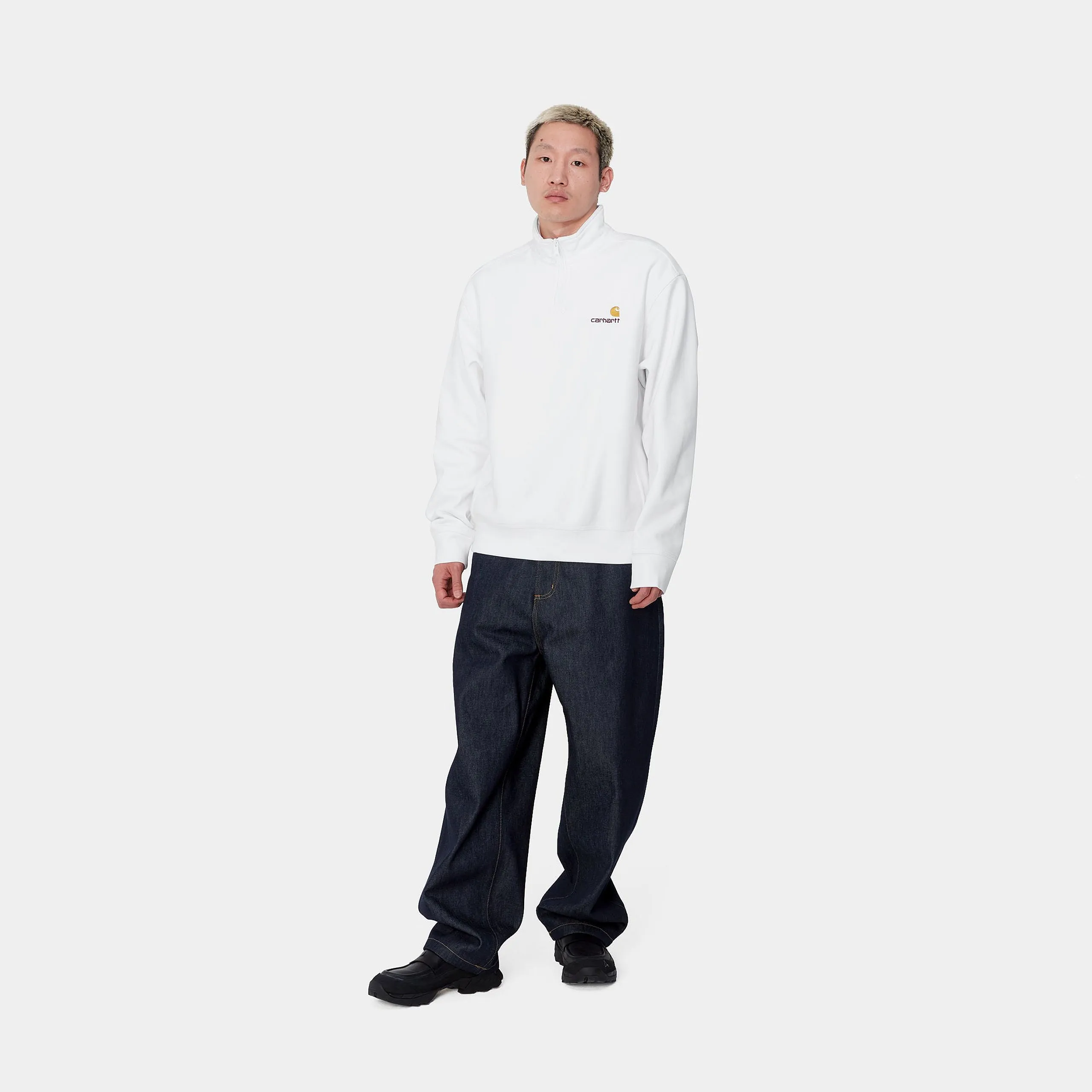 Carhartt WIP Mens Half Zip American Script Sweat Top - White sold by The Foot Factory product image thumbnail 5