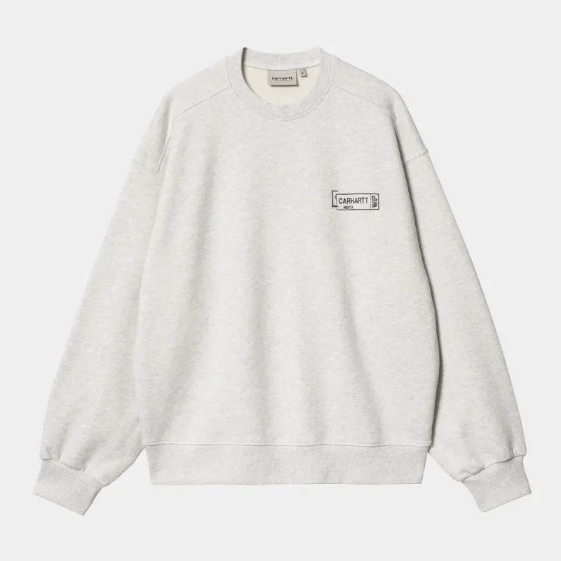 Carhartt WIP Mens Stamp Sweat Top - Ash Heather sold by The Foot Factory