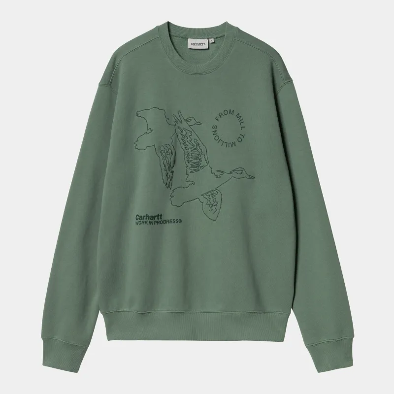 Carhartt WIP Mens Flying Ducks Sweat Top - Duck Green sold by The Foot Factory