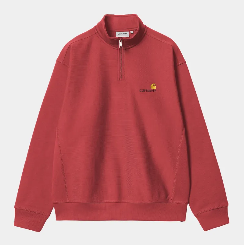 Carhartt WIP Mens Half Zip American Script Sweat Top - Tuscany sold by The Foot Factory