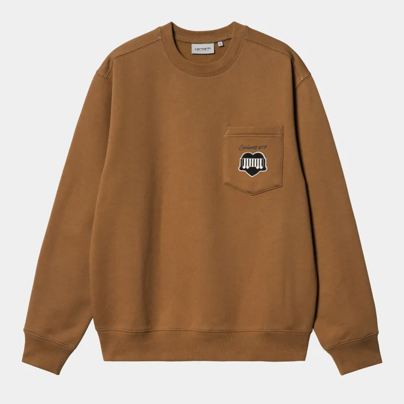 Carhartt WIP Mens Heart Train Sweat Top - Hamilton Brown sold by The Foot Factory