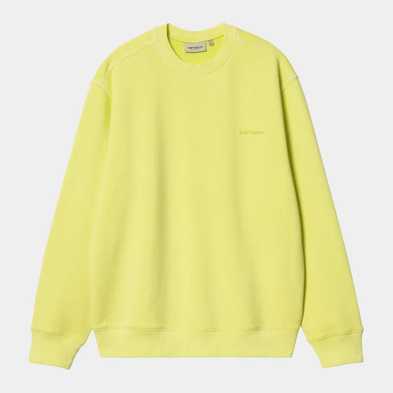 Carhartt WIP Mens Duster Script Sweat Top - Arctic Lime sold by The Foot Factory