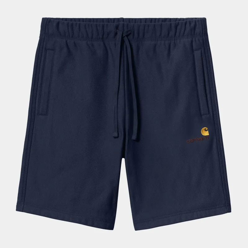 Carhartt WIP Mens American Script Sweat Shorts - Air Force Blue sold by The Foot Factory