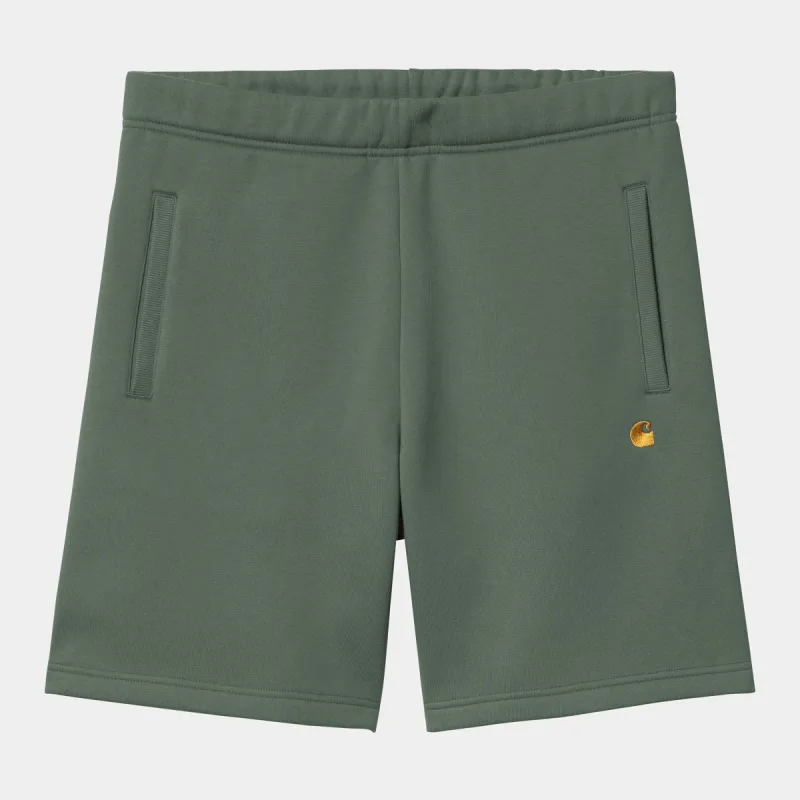 Carhartt WIP Mens Chase Sweat Shorts - Duck Green sold by The Foot Factory