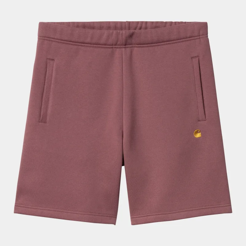 Carhartt WIP Mens Chase Sweat Shorts - Dusty Fuchsia sold by The Foot Factory