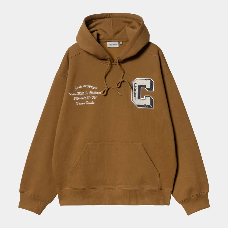 Carhartt WIP Mens Brown Ducks Hoodie - Hamilton Brown sold by The Foot Factory