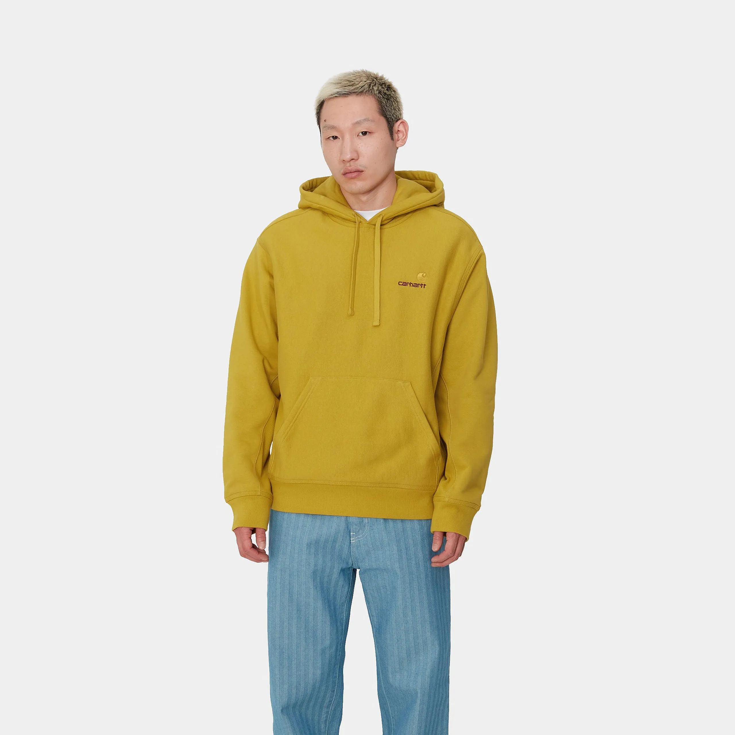 Carhartt WIP Mens American Script Hoodie - Golden Olive sold by The Foot Factory product image thumbnail 3
