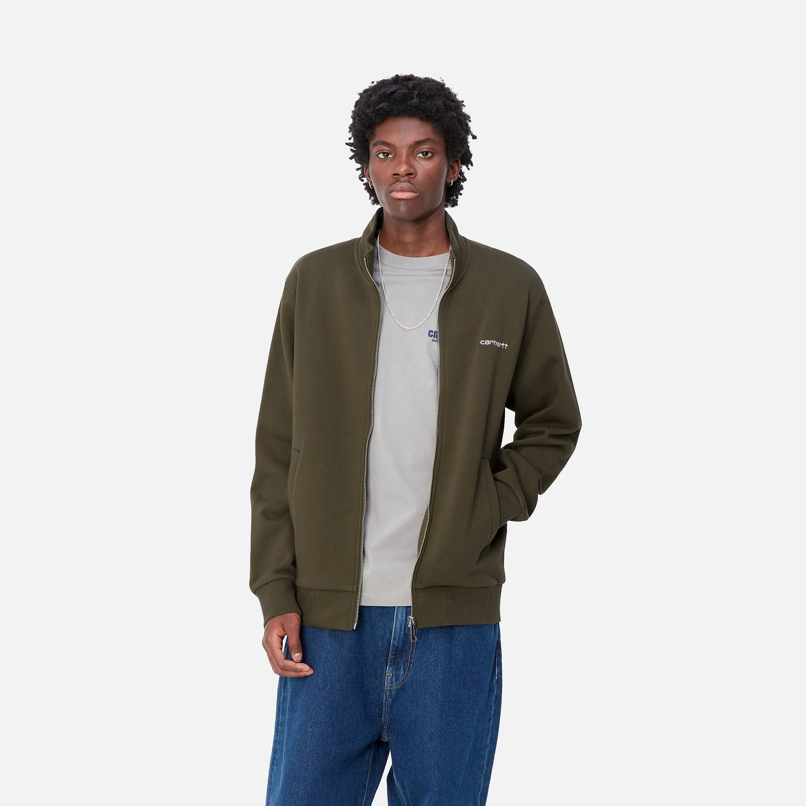 Carhartt WIP Mens Script Embroidery Zip Front Jacket - Cypress sold by The Foot Factory product image thumbnail 3