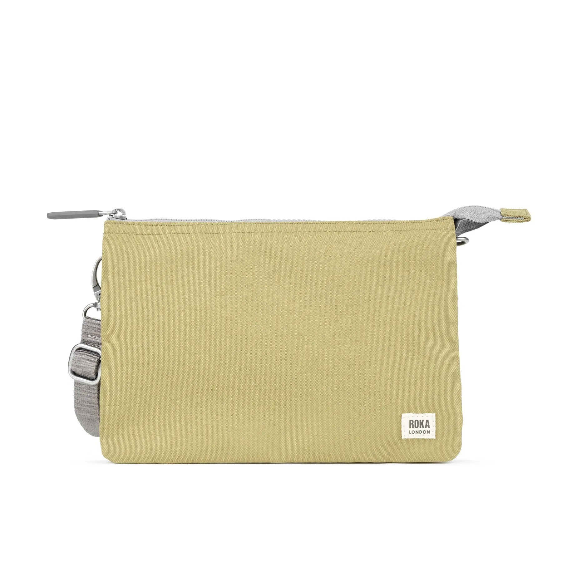 ROKA Carnaby Crossbody XL Khaki Recycled Canvas Bag sold by The Foot Factory