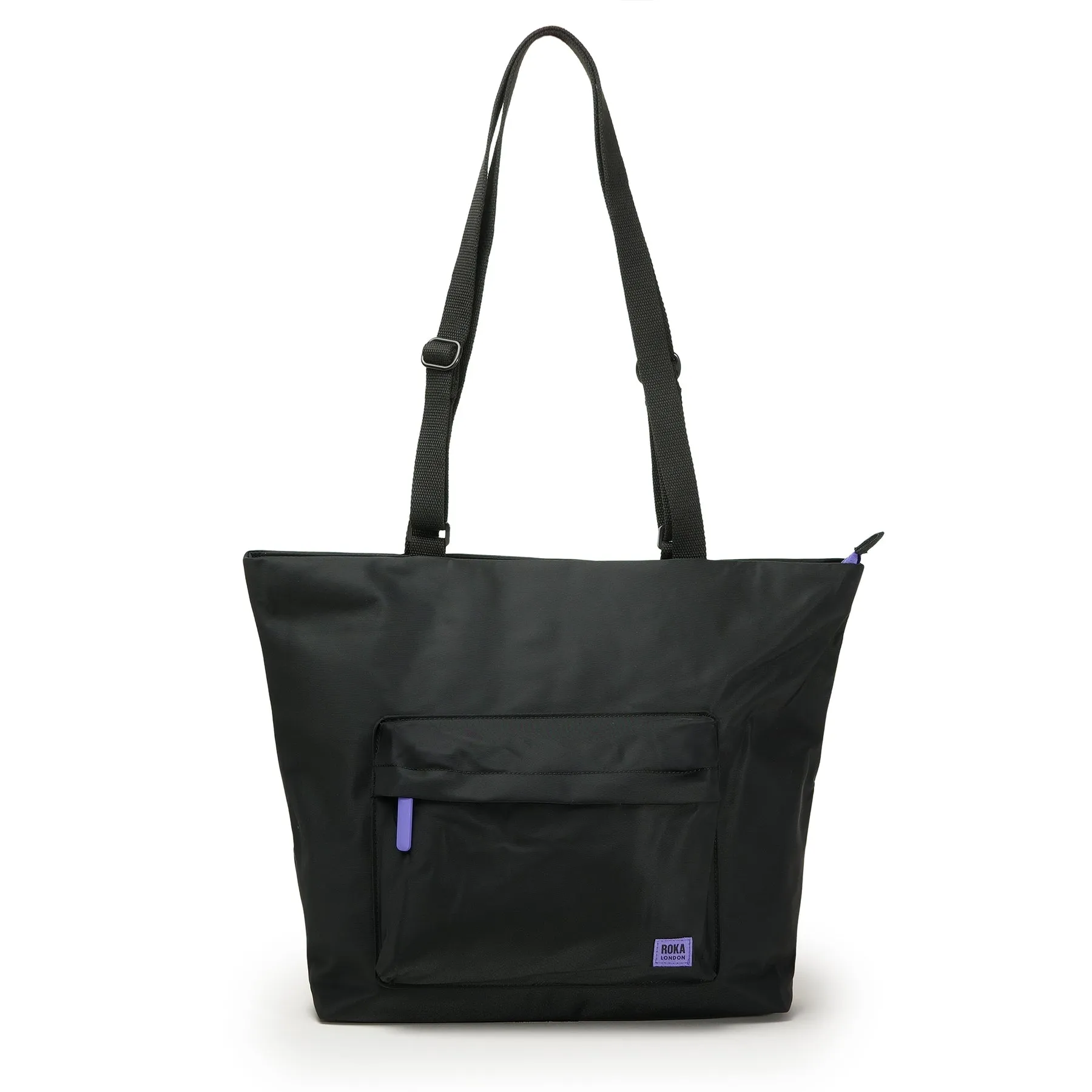 ROKA All Black Trafalgar B Purple Recycled Nylon Bag sold by The Foot Factory