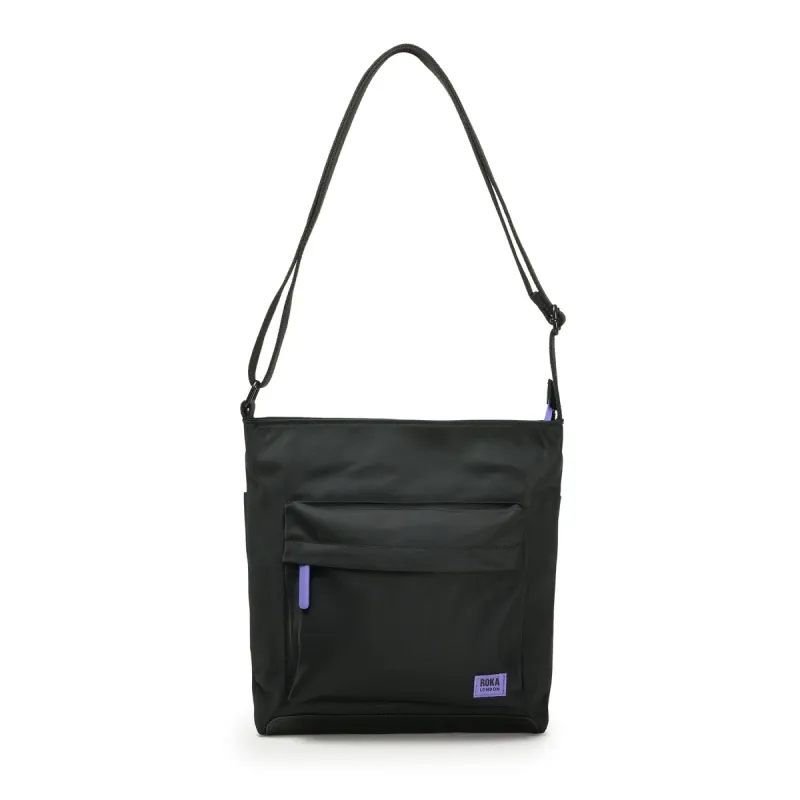 ROKA All Black Kennington B Purple Medium Recycled Nylon Bag sold by The Foot Factory