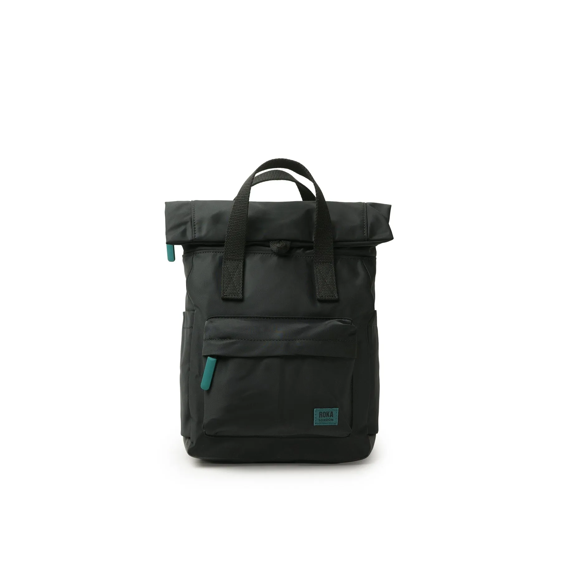 ROKA All Black Canfield B Teal Small Recycled Nylon Bag sold by The Foot Factory