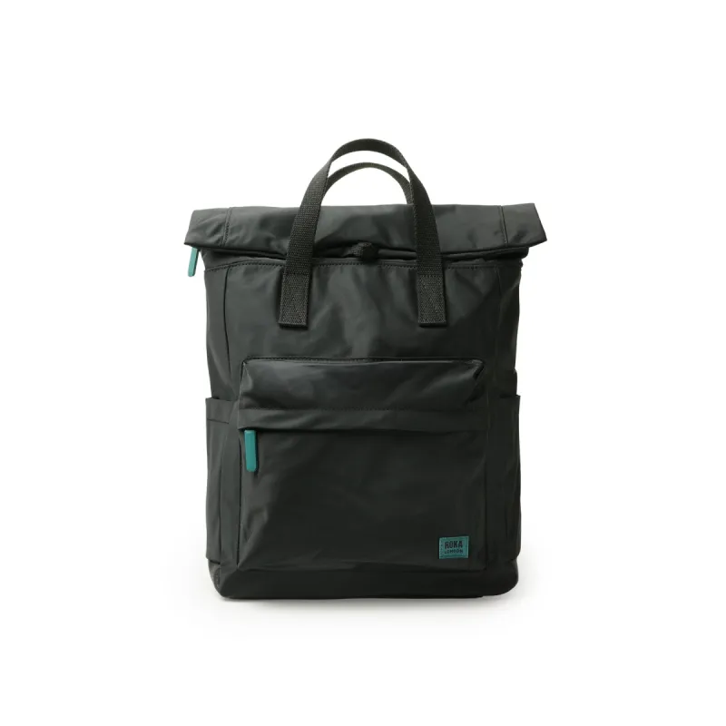 ROKA All Black Canfield B Teal Medium Recycled Nylon Bag sold by The Foot Factory