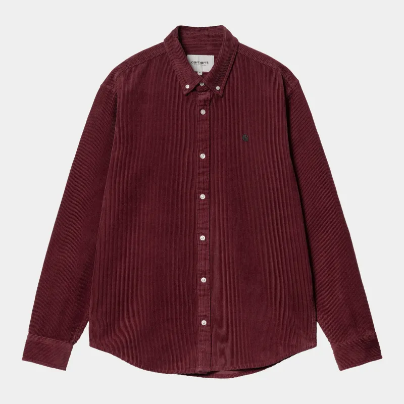 Carhartt WIP Mens Madison Cord Shirt - Malbec sold by The Foot Factory