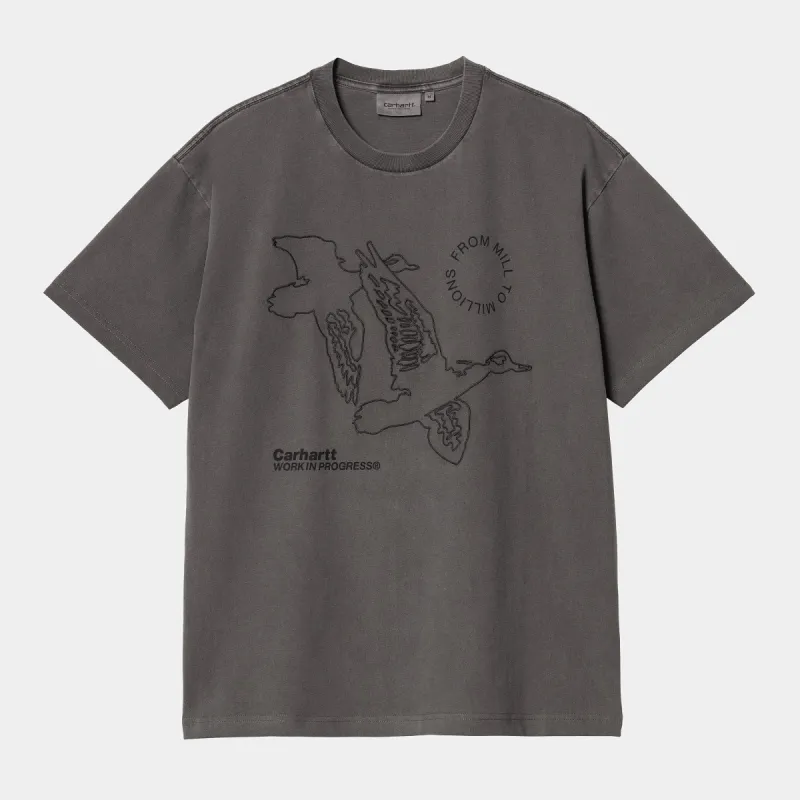 Carhartt WIP Mens Flying Ducks T-Shirt - Graphite sold by The Foot Factory