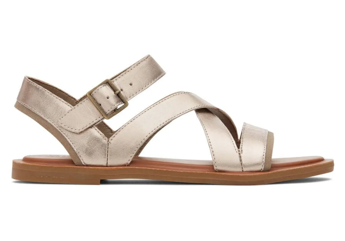 TOMS Womens Sloane Leather Strappy Sandal - Gold sold by The Foot Factory