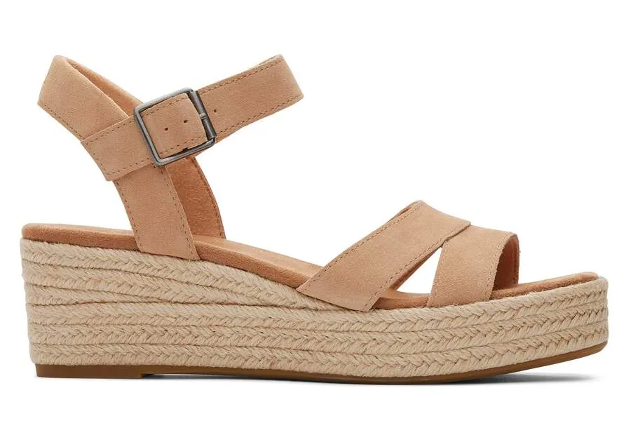TOMS Womens Audrey Suede Wedge Sandal - Honey sold by The Foot Factory