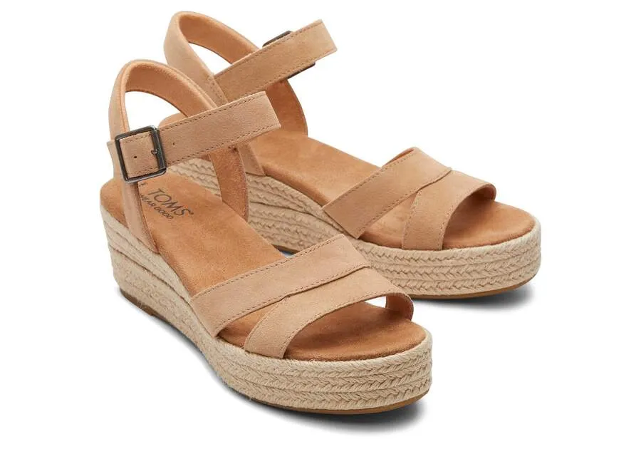TOMS Womens Audrey Suede Wedge Sandal - Honey sold by The Foot Factory product image thumbnail 2