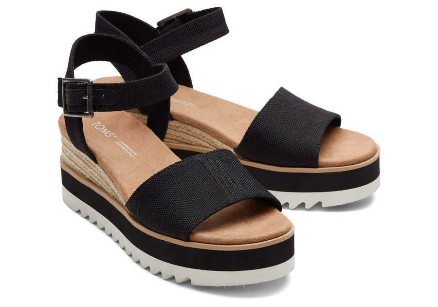 TOMS Womens Diana Wide Width Wedge Sandal - Black sold by The Foot Factory product image thumbnail 2